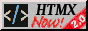 The logo for the HTMX project, with text saying HTMX Now! 2.0 on the right side